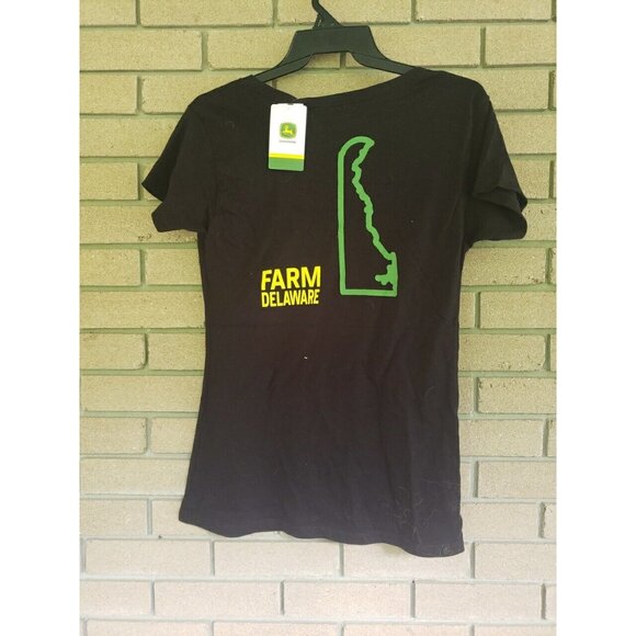 John Deere "Farm Delaware" Ladies Black T-Shirt V-neck Large - Picture 2 of 4